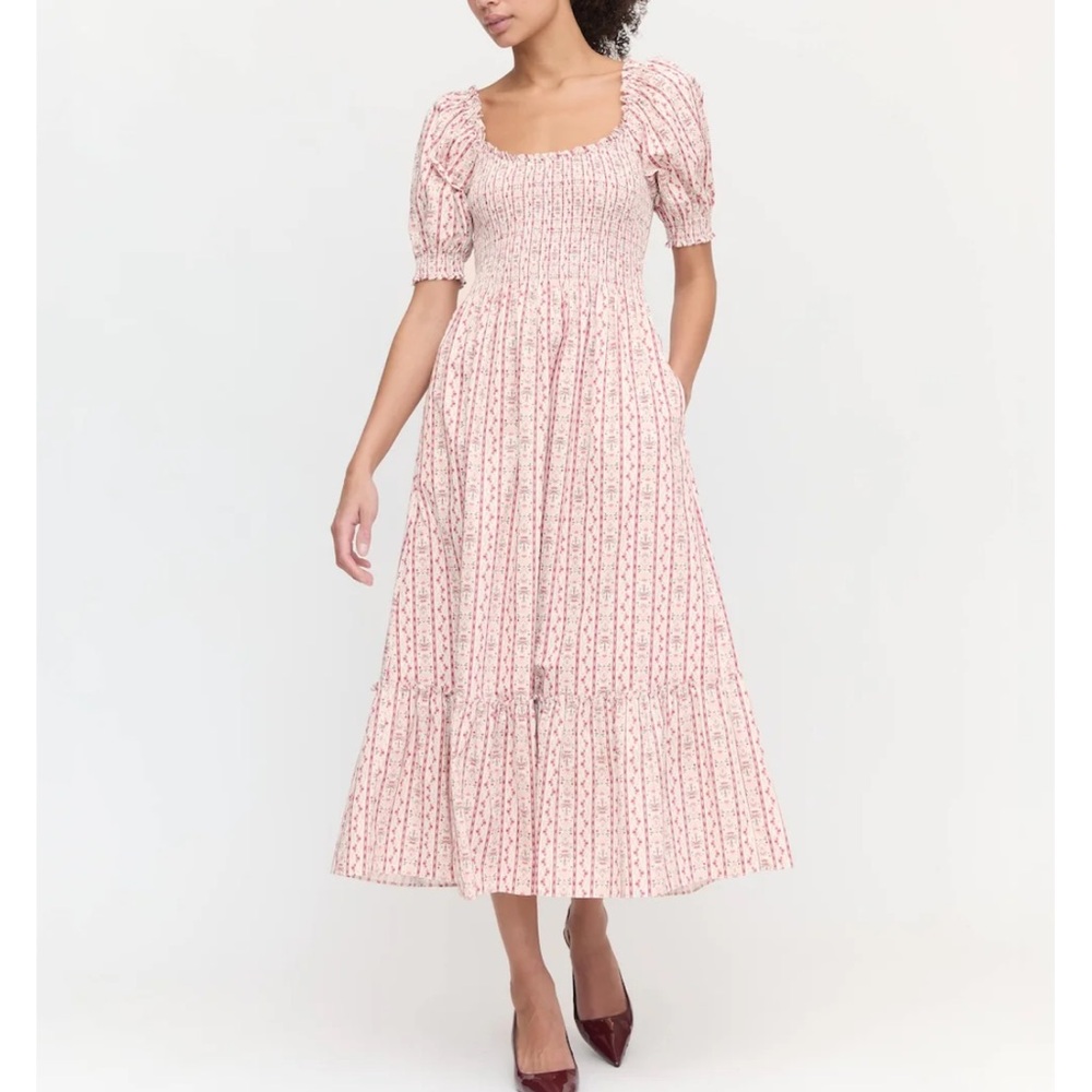 Hill House Pink Floral Midi Dress